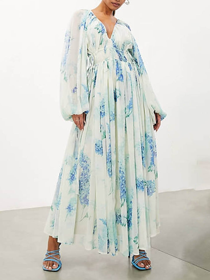 MONROE – OCEAN FLOWER CHIFFON MAXI DRESS