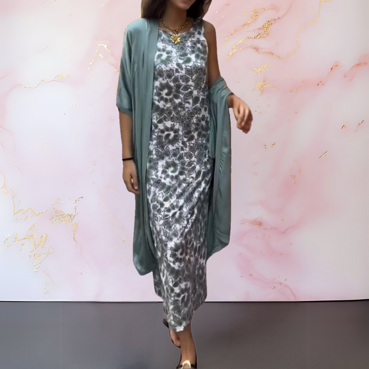 VIRELLISSE – ELEGANT DRESS WITH MATCHING CARDIGAN