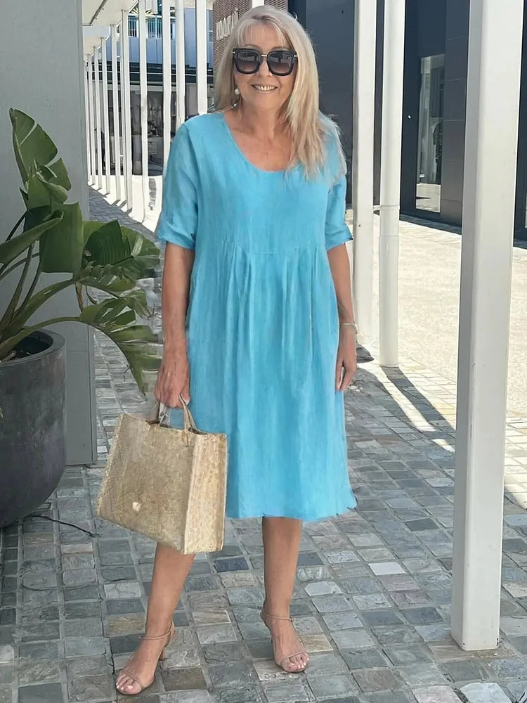 ELYSSIA – CASUAL COTTON POCKET TUNIC DRESS