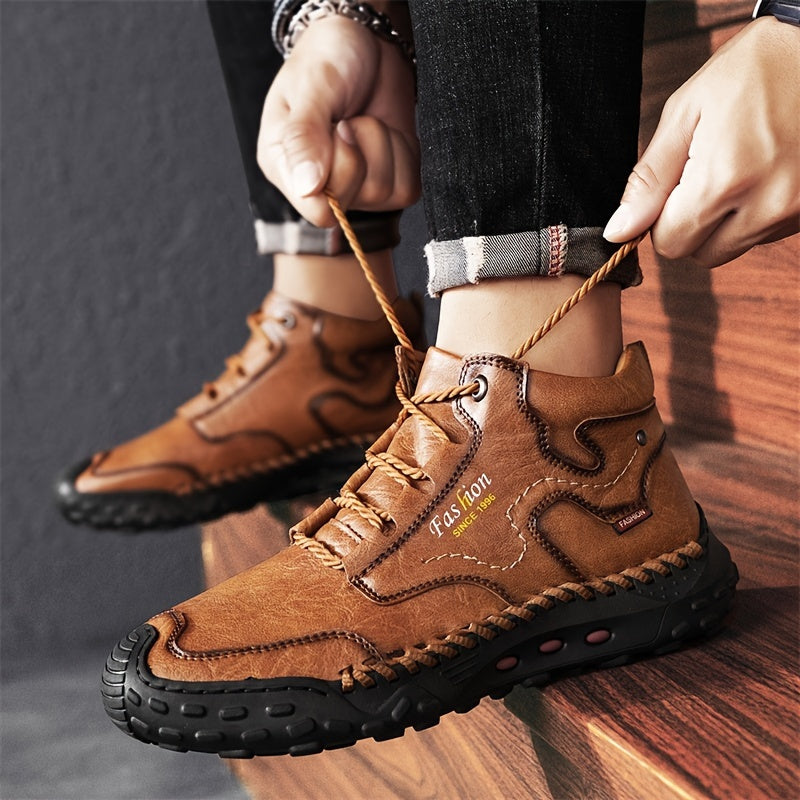 KOLMAN – CASUAL LEATHER LACE-UP ANKLE BOOTS