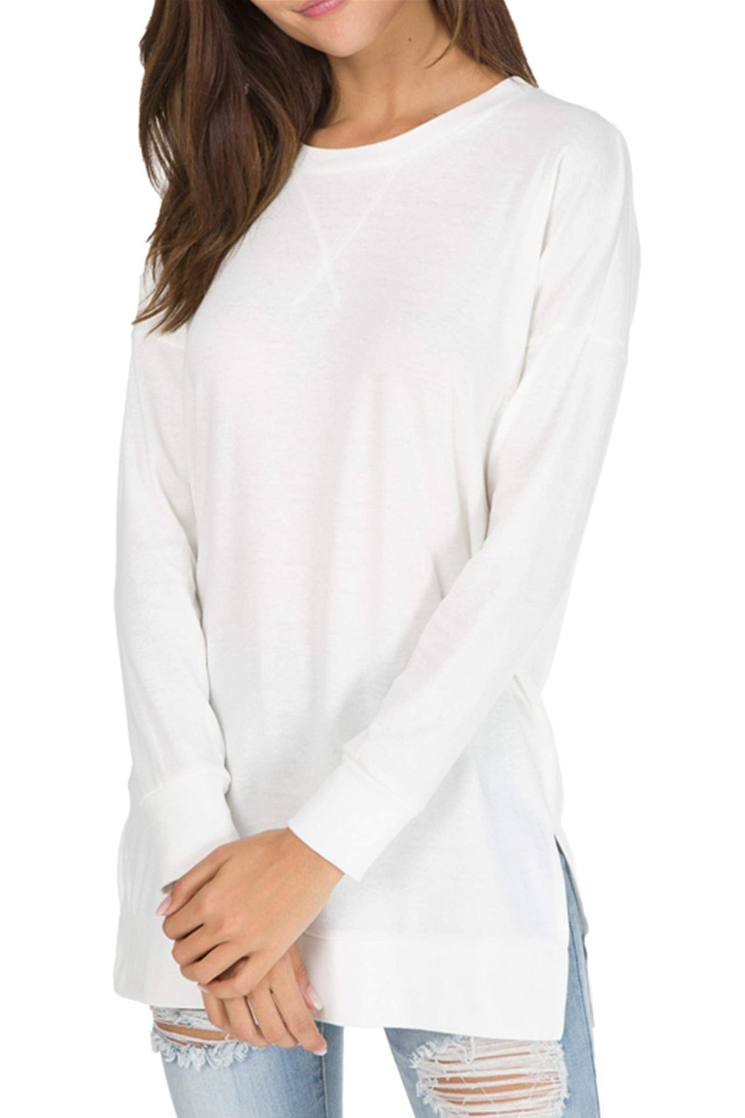 Talia – Long-Sleeved Side Slit Loose Top