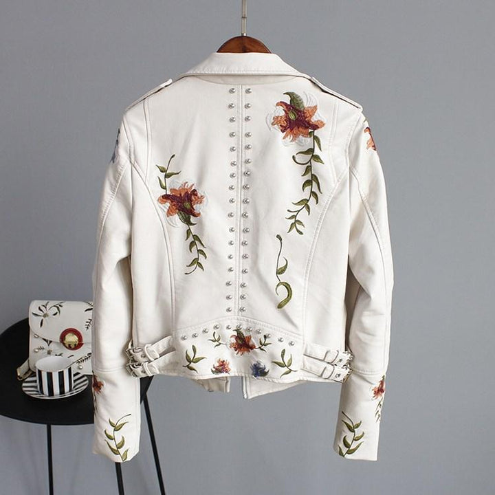CALLUM – TRENDY EMBROIDERED LEATHER JACKET