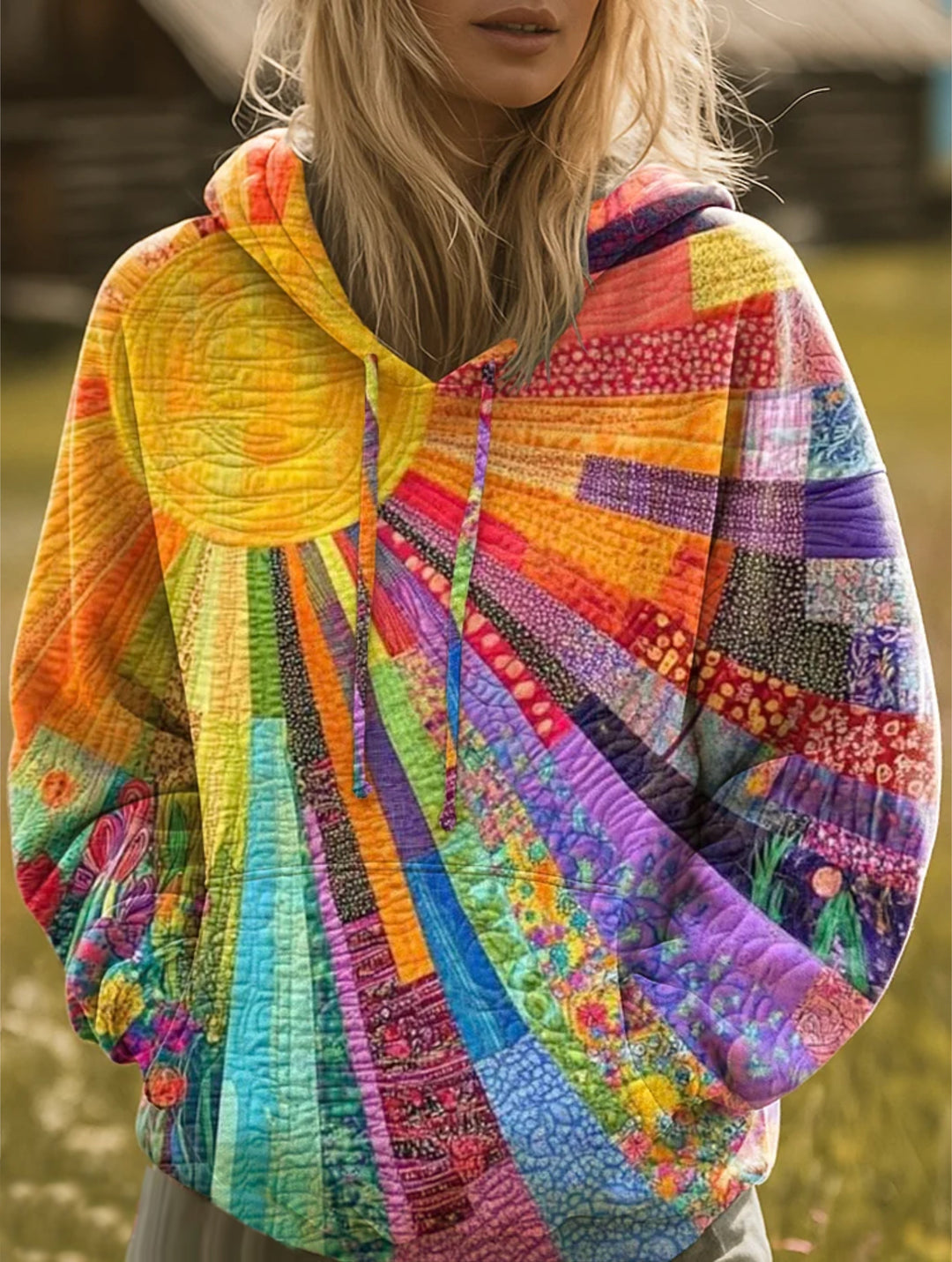 QUINN – BOHEMIAN MULTICOLOR PATCHWORK HOODIE