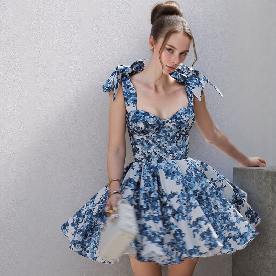 NAYELI – EDEN FLORAL PRINT BOW SHOULDER DRESS