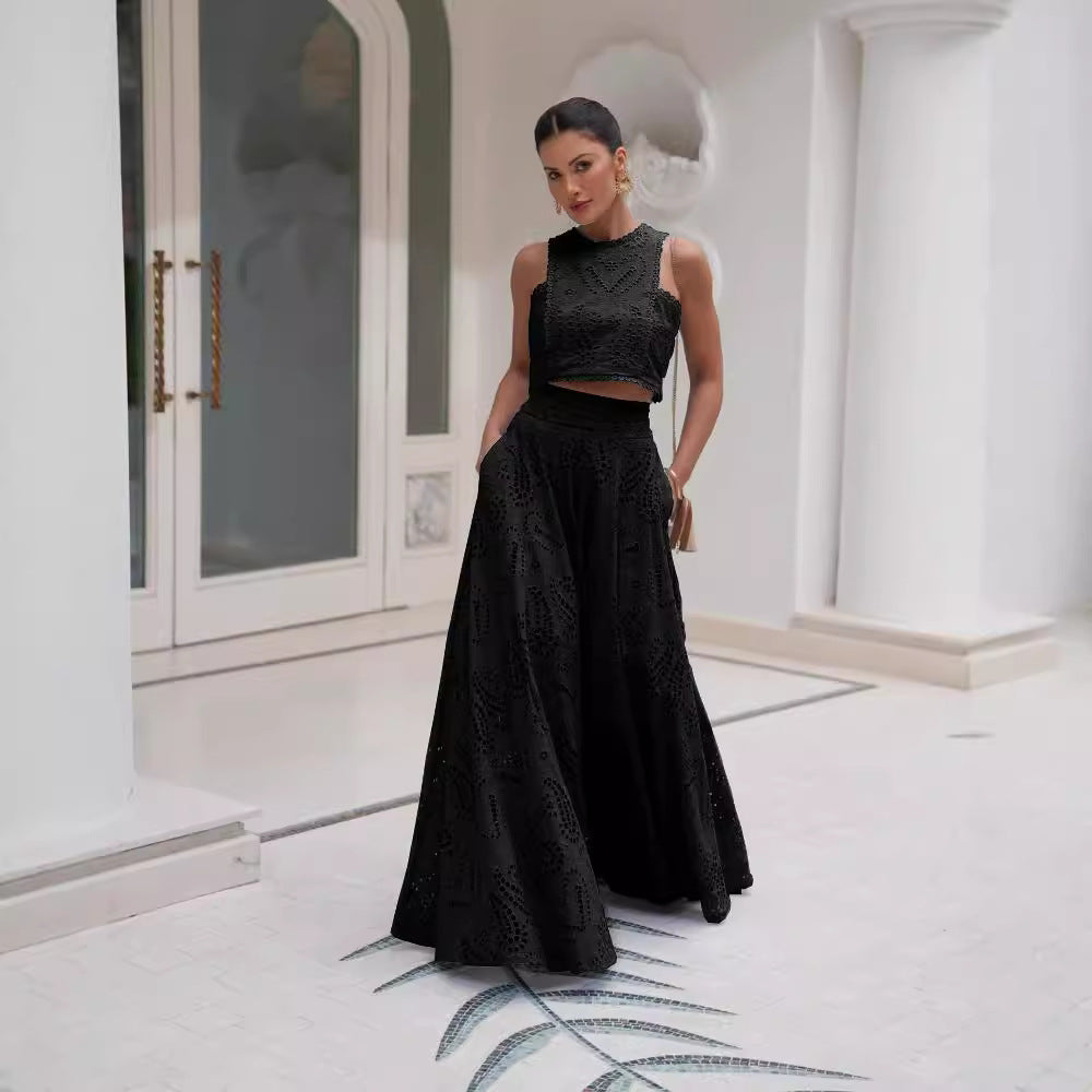 MIREILLE – PARIS DREAM EMBROIDERED LACE SHORT VEST SET