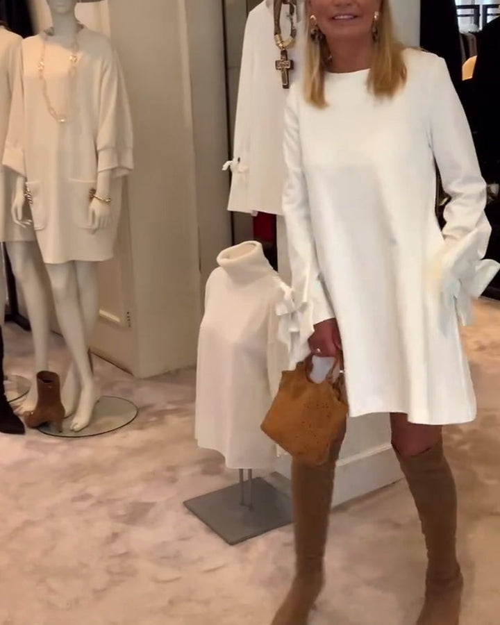 LYSANTRA – ELEGANT DRESS ROUND NECK SLEEVE BOW