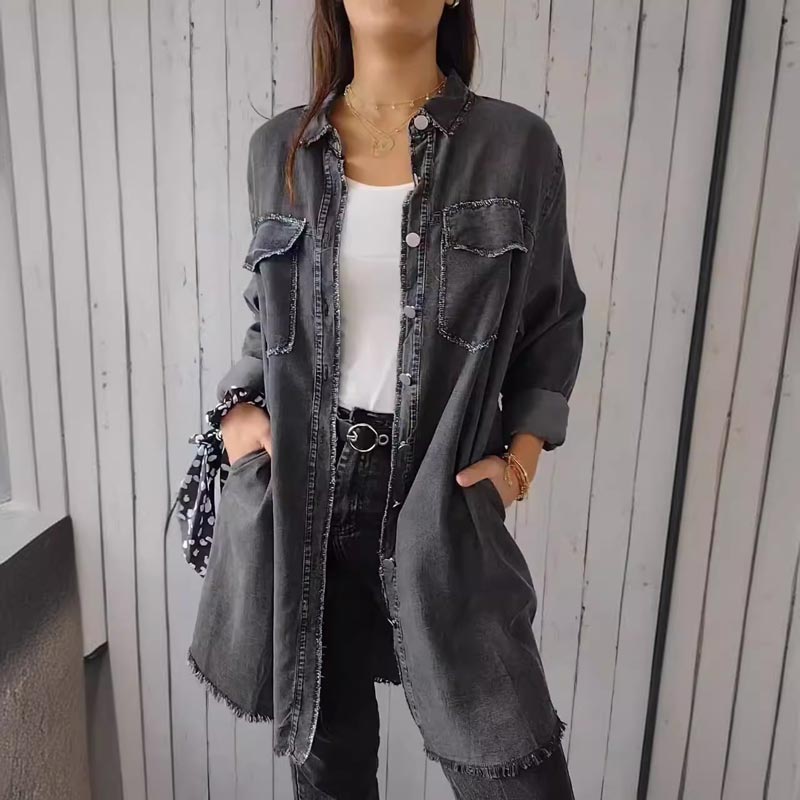 SHAVONNE – SHIRT DENIM WITH LAPEL JACKET
